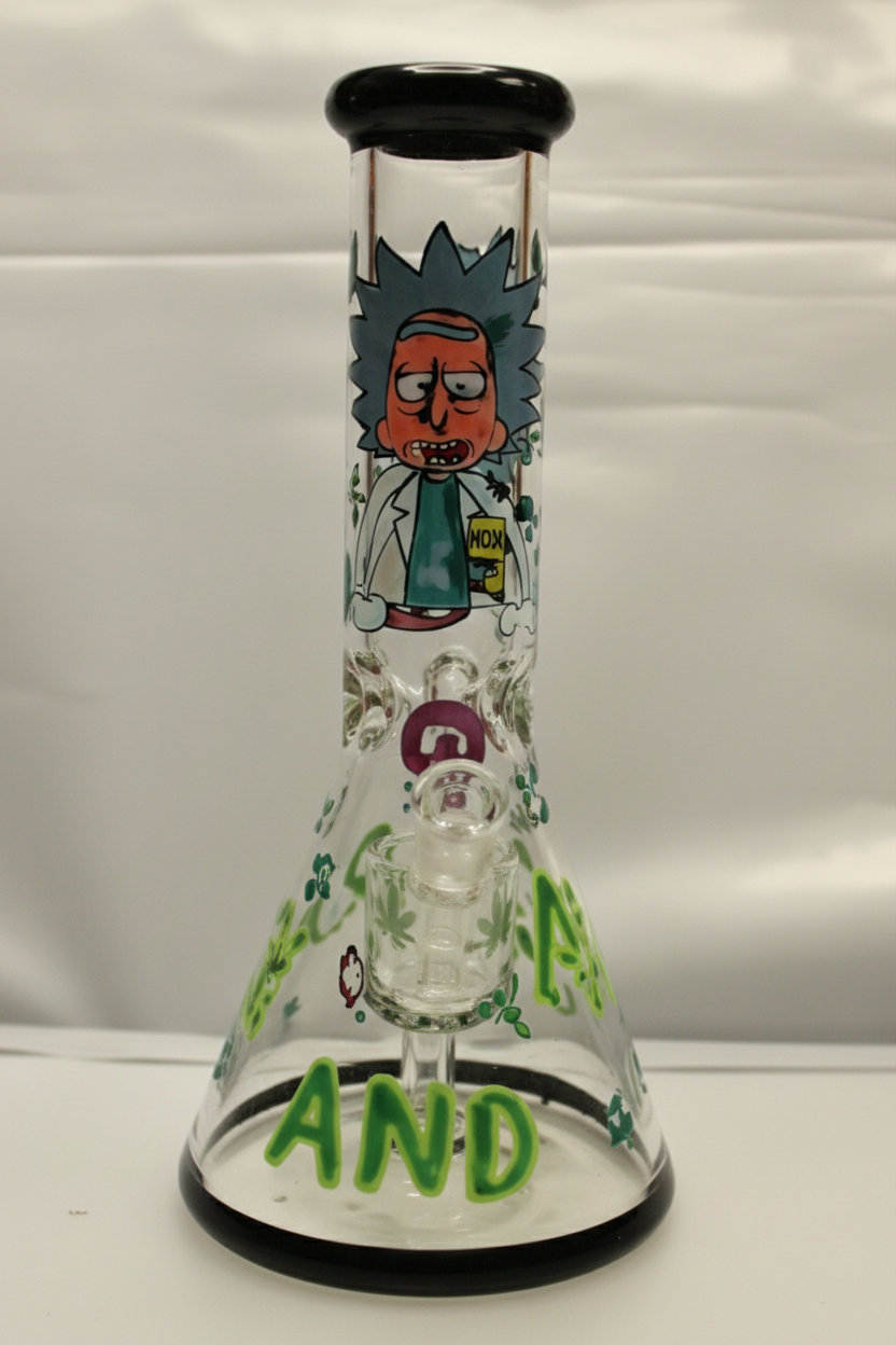 BEAKER BONG - RICK AND MORTY CHARACTERS WITH TEXT - BLUE