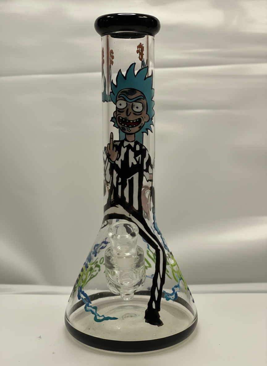 BEAKER BONG - BLUE-HAIRED SKELETON IN STRIPED SUIT - BLUE