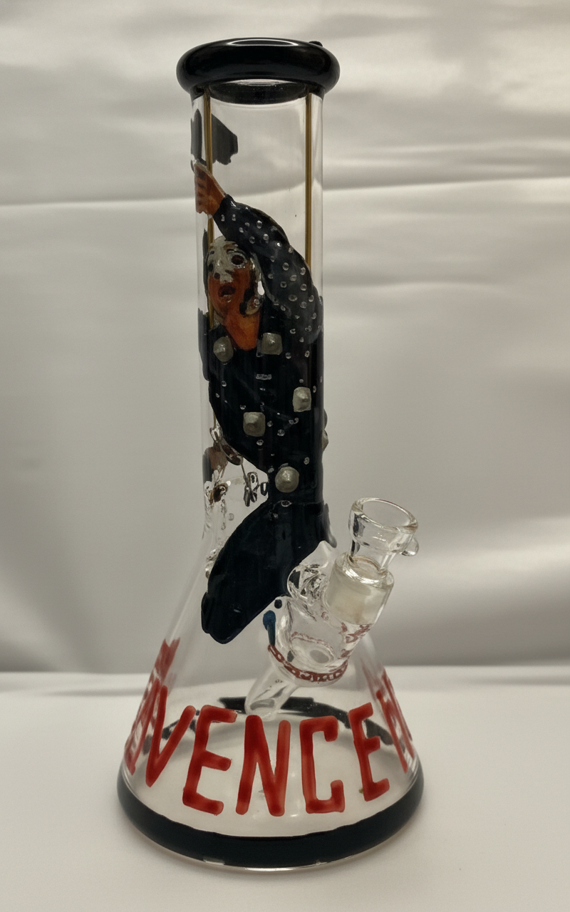 BEAKER BONG - RAVEN WITH REVENGE TEXT - BLACK