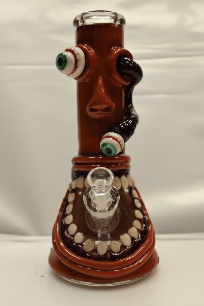 BEAKER BONG - BROWN MONSTER WITH EYEBALL TENTACLES - BROWN