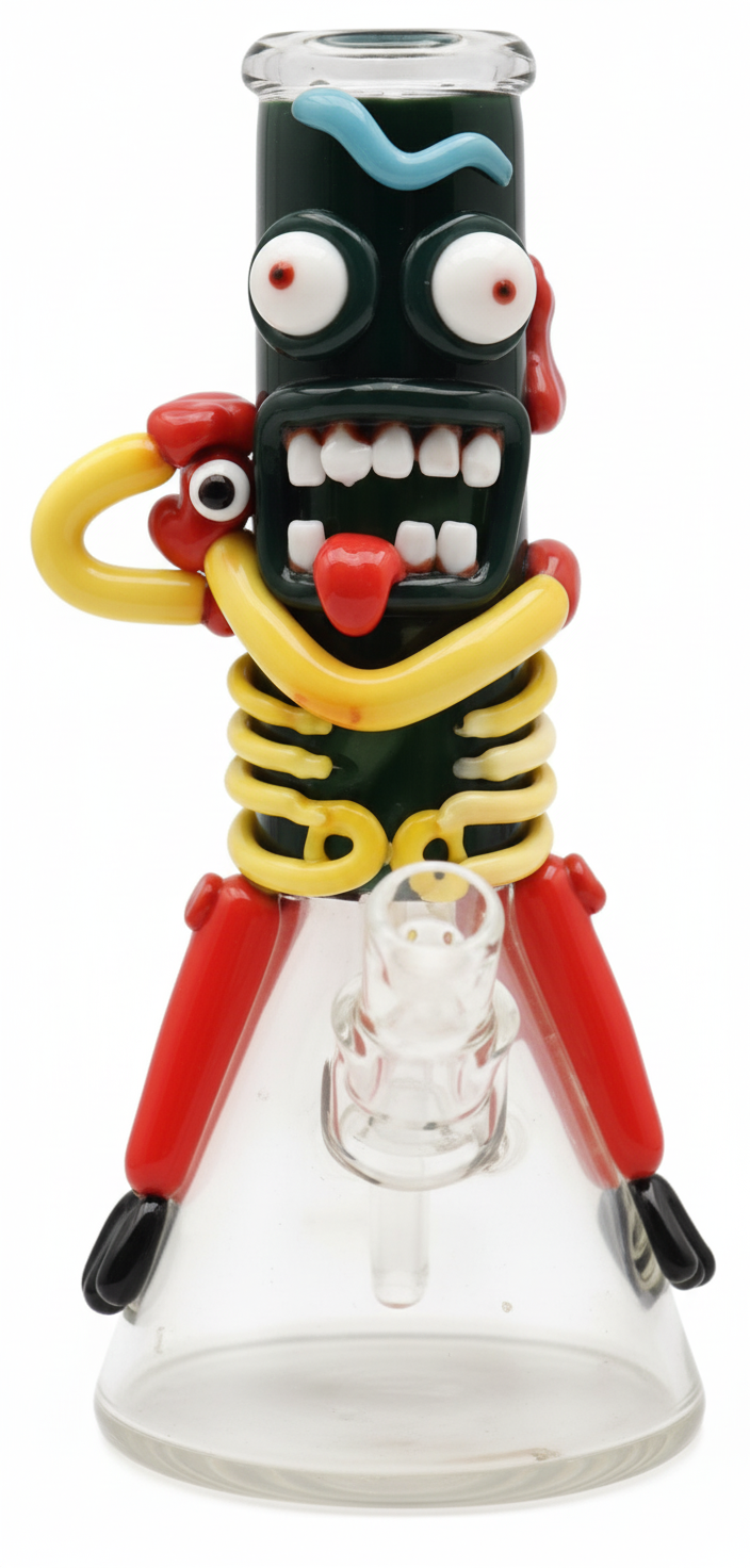 BEAKER BONG - YELLOW MONSTER WITH BIG EYES AND TEETH - YELLOW