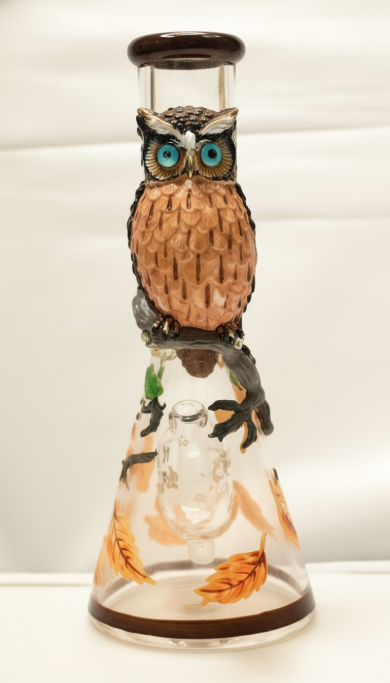 BEAKER BONG - BROWN OWL WITH BLUE EYES - BROWN