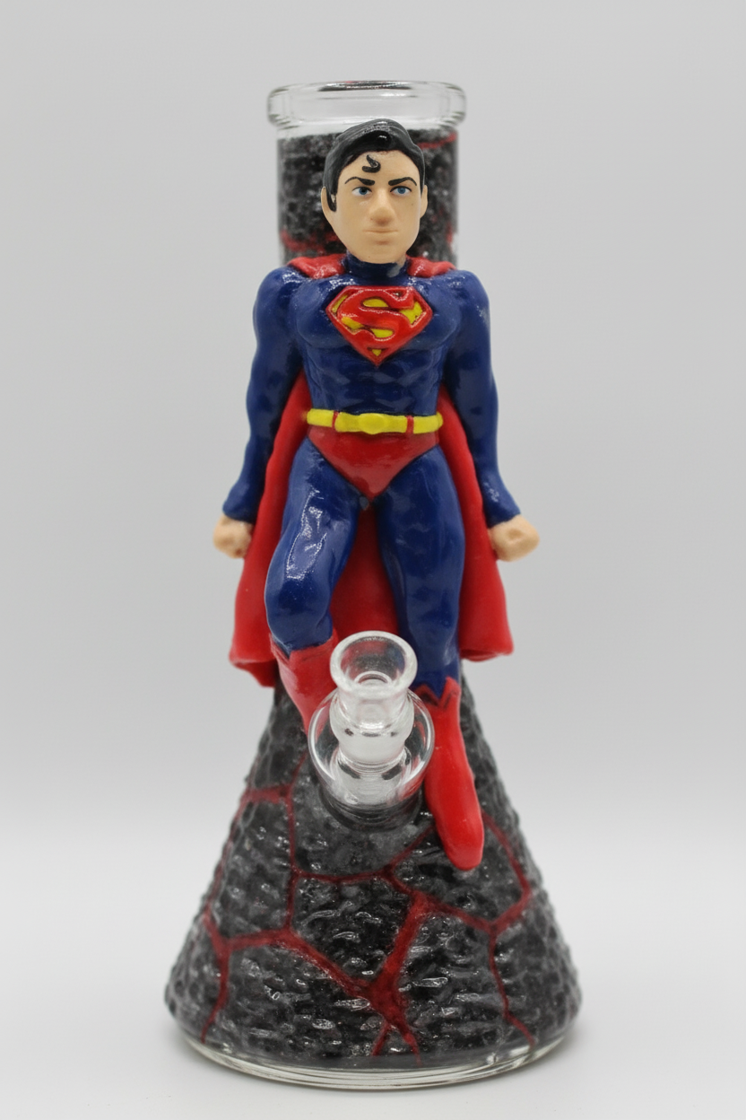 BEAKER BONG - SUPERMAN WITH RED CAPE - BLUE
