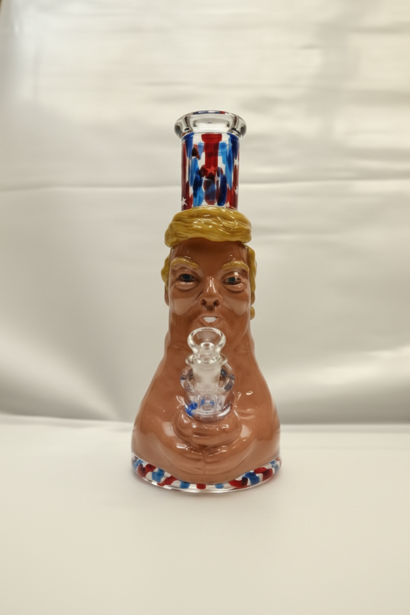 BEAKER BONG - CARICATURE MAN WITH USA FLAG HAT - BLUE