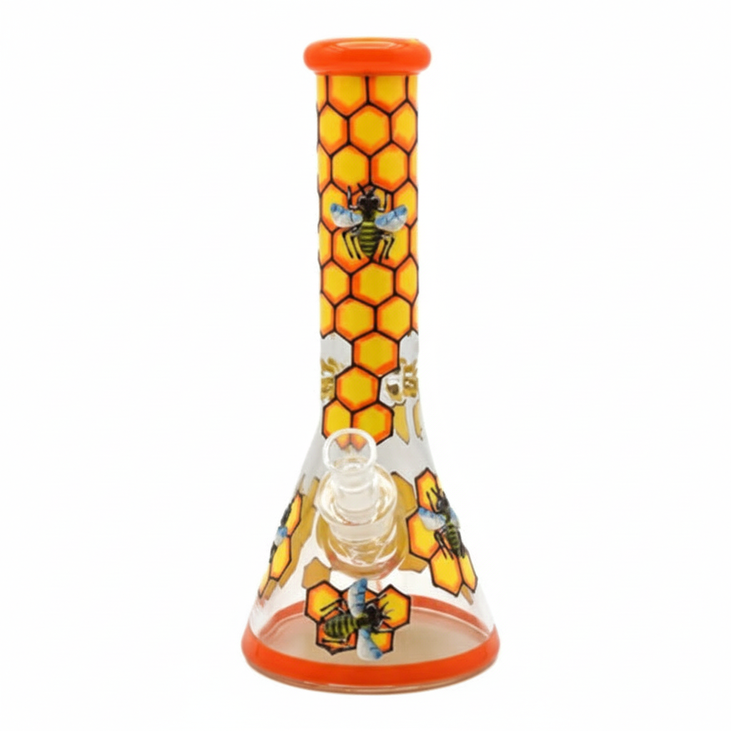 BEAKER BONG – Honeycomb with bees – YELLOW