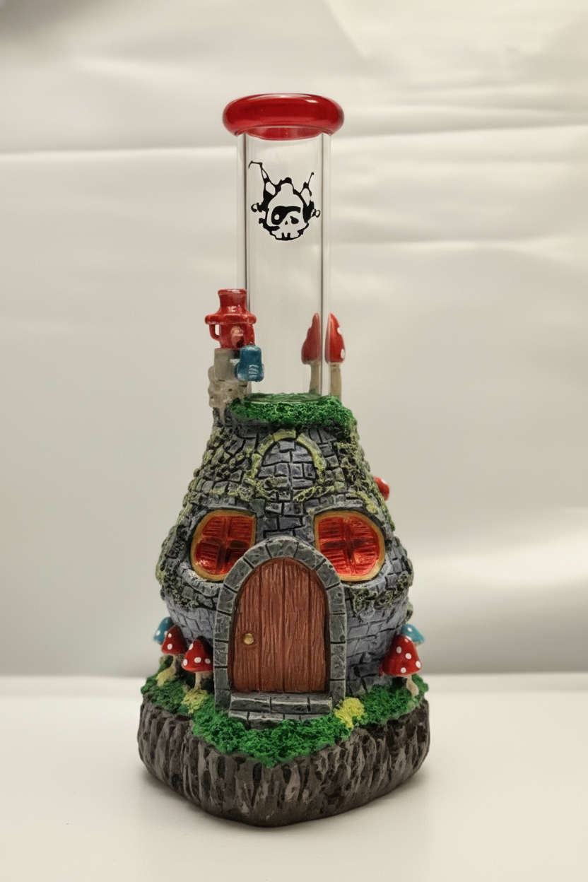 BUBBLER BONG - SKULL MOUNTAIN WITH MUSHROOMS - GREY