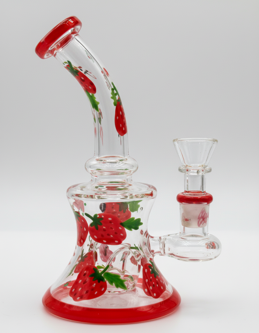BUBBLER BONG - STRAWBERRY PATTERN - RED