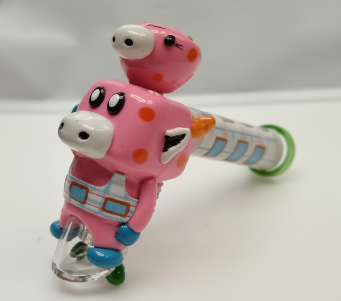 BUBBLER PIPE - CUTE COW MONSTER - PINK