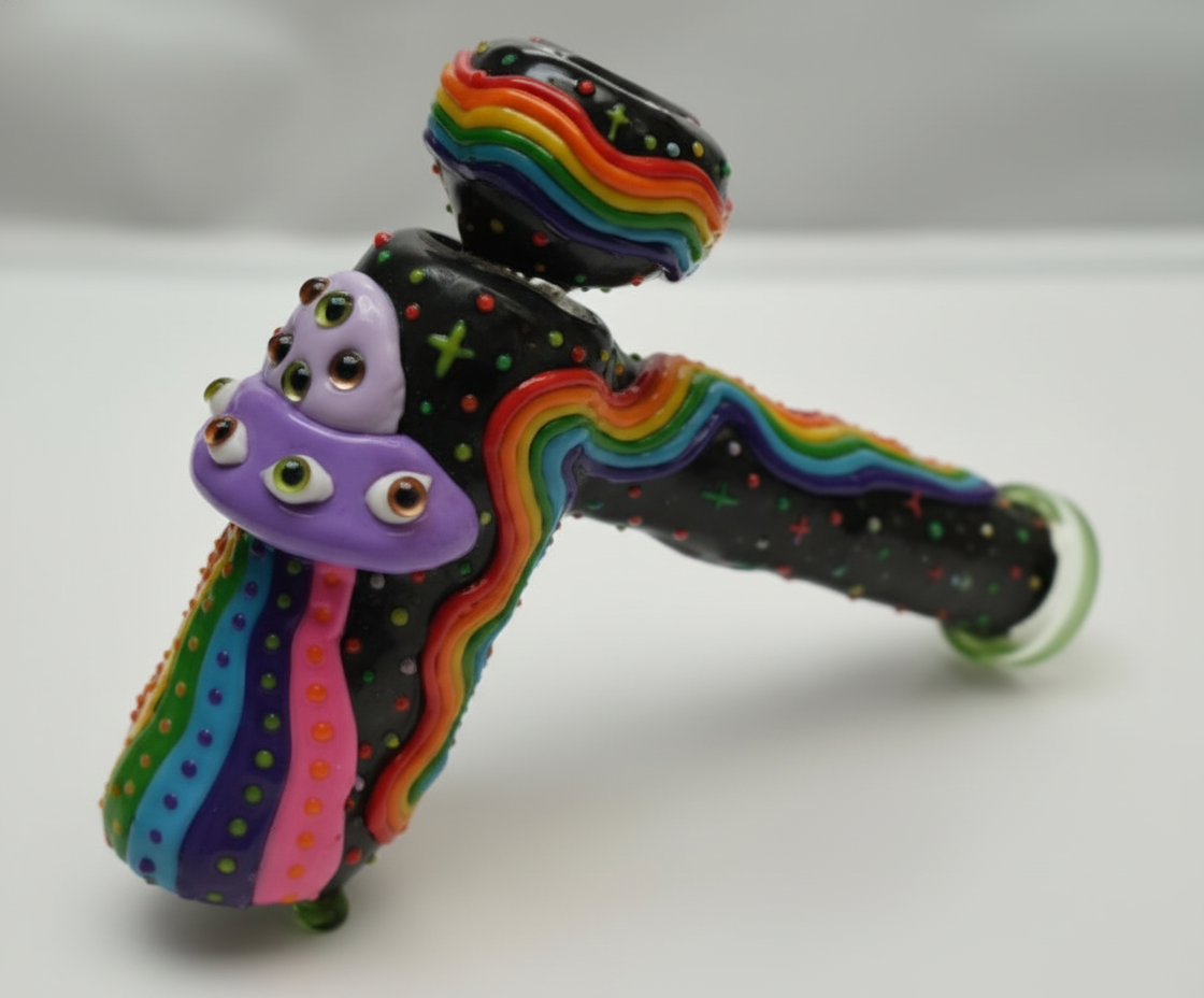 BUBBLER PIPE - ALIENS IN UFO ON RAINBOW SPACE - RAINBOW