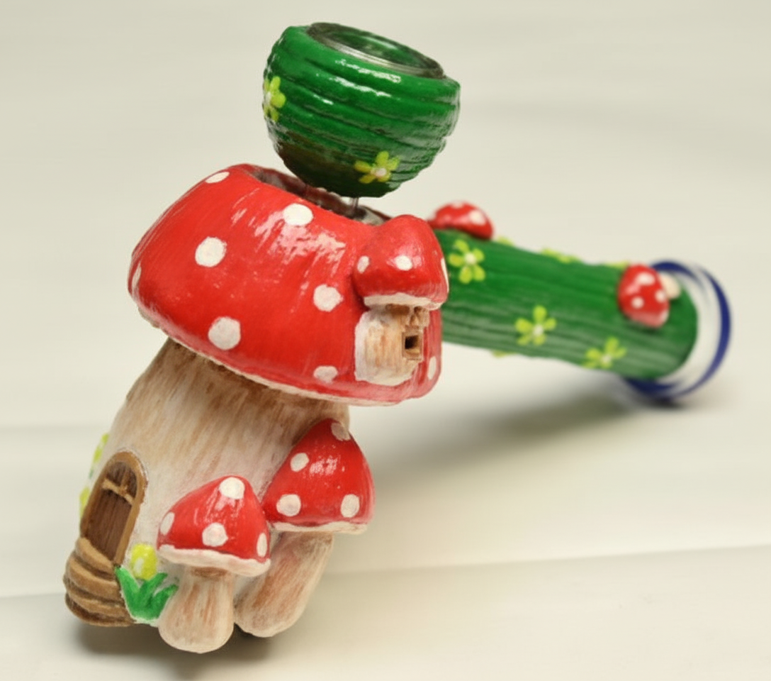 BUBBLER PIPE - MUSHROOM HOUSE - GREEN