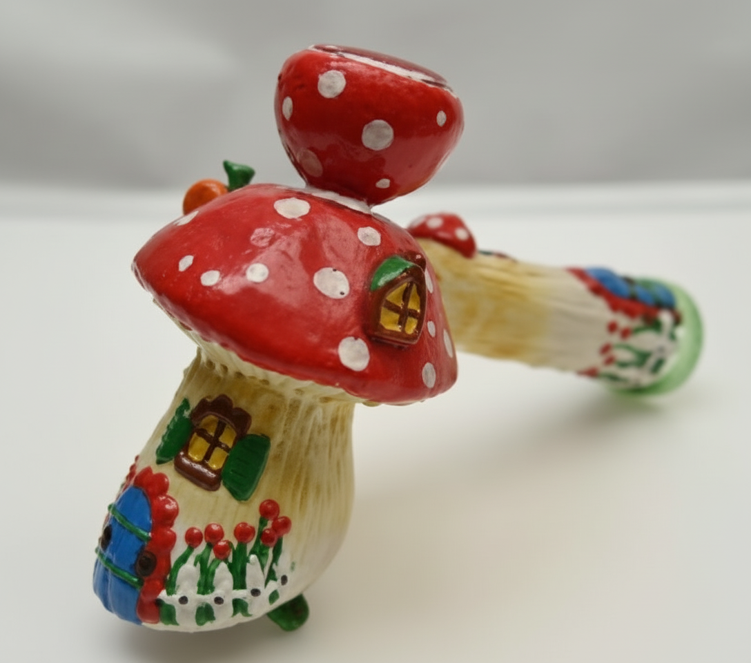 BUBBLER PIPE - MUSHROOM HOUSE - RED