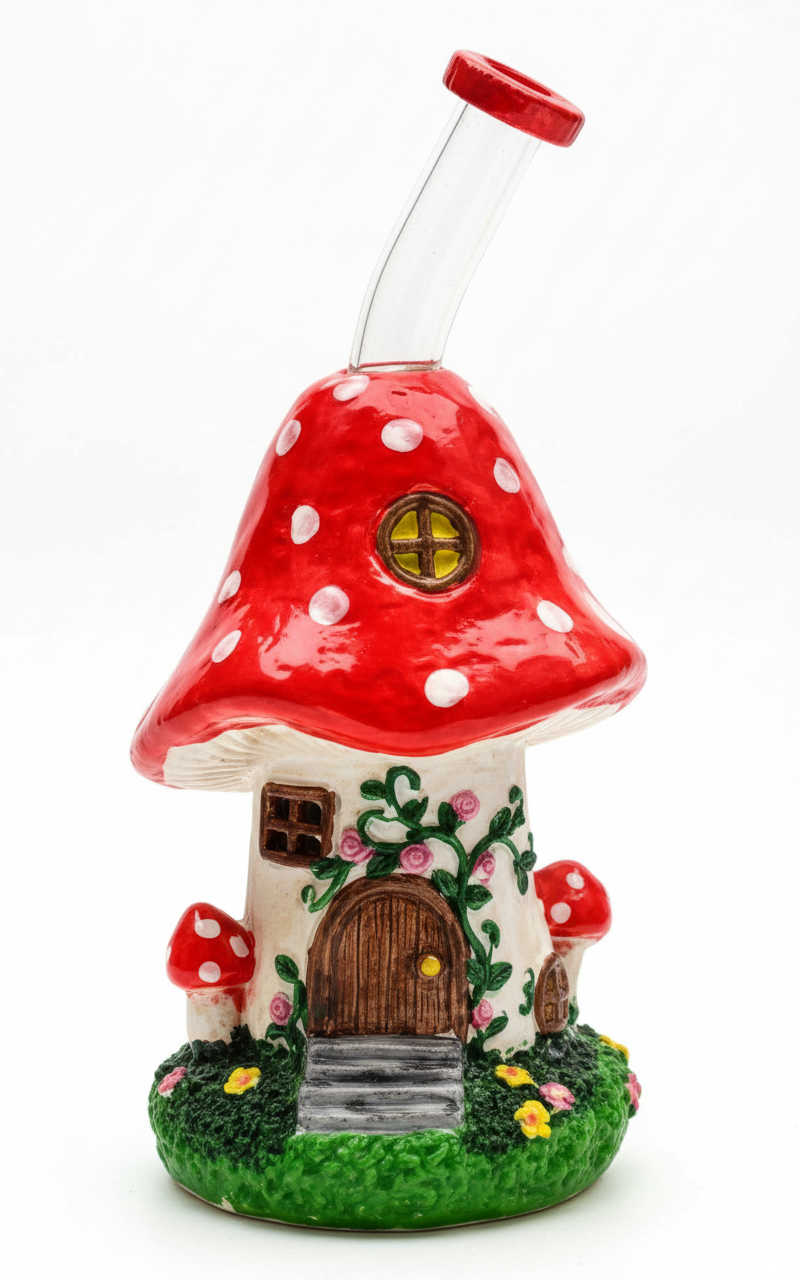 STRAIGHT BONG - MUSHROOM HOUSE - RED