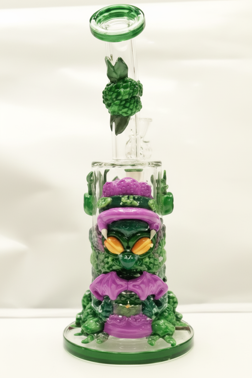 STRAIGHT BONG - WEED NUGS AND LEAVES - GREEN