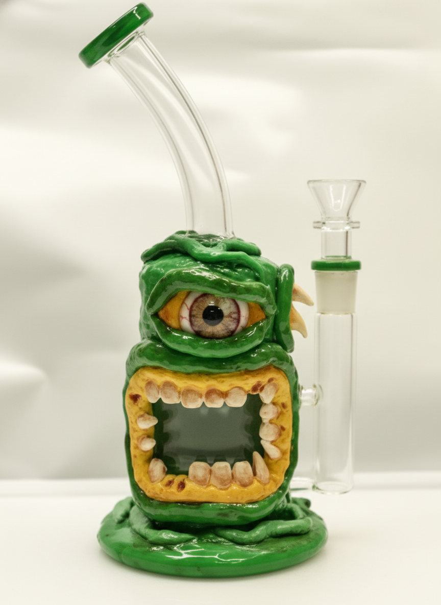 STRAIGHT BONG - ONE EYED MONSTER OPEN MOUTH - GREEN