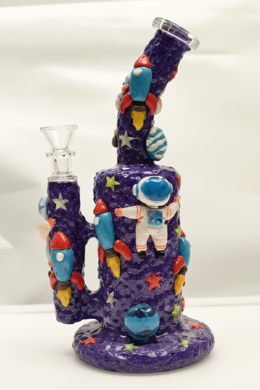 STRAIGHT BONG - AUSTRONAUT WITH ROCKET SHIPS - BLUE