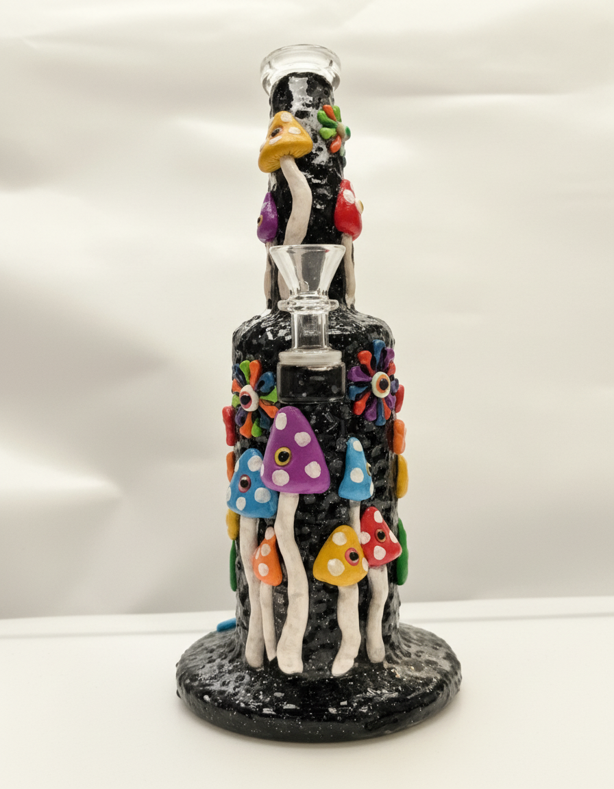 STRAIGHT BONG - MUSHROOM FORREST - BLACK