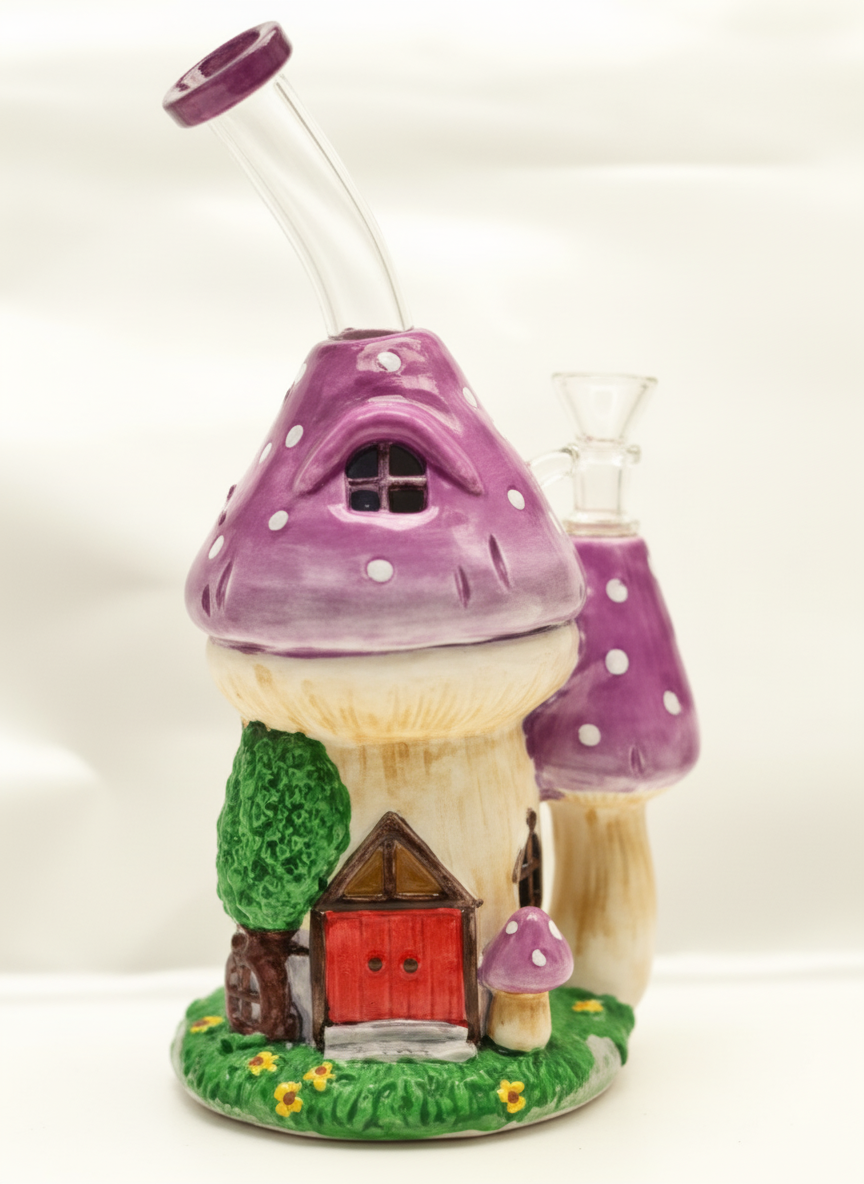 STRAIGHT BONG - MUSHROOM HOUSE - PURPLE