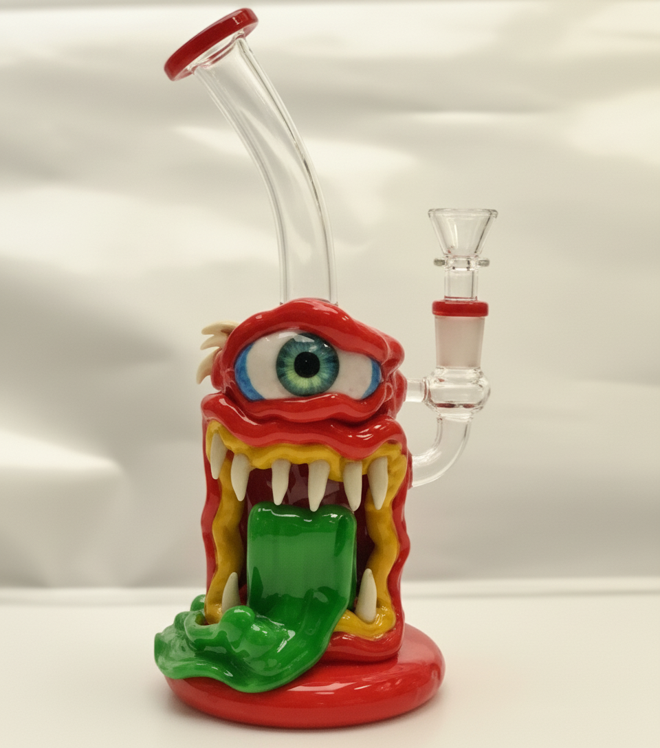STRAIGHT BONG - ONE EYED MONSTER WITH TOUNGE OUT - RED