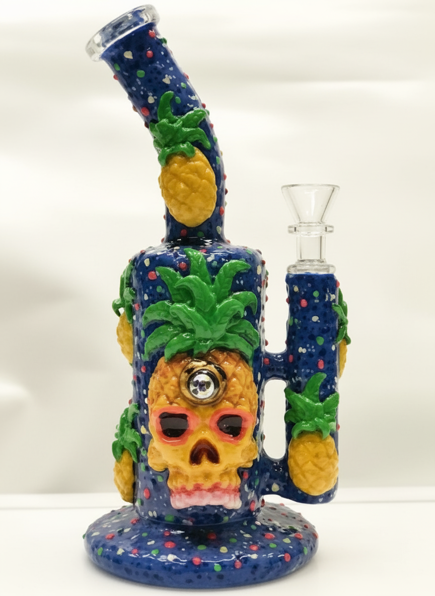 STRAIGHT BONG - PINEAPPLE SKULL - BLUE