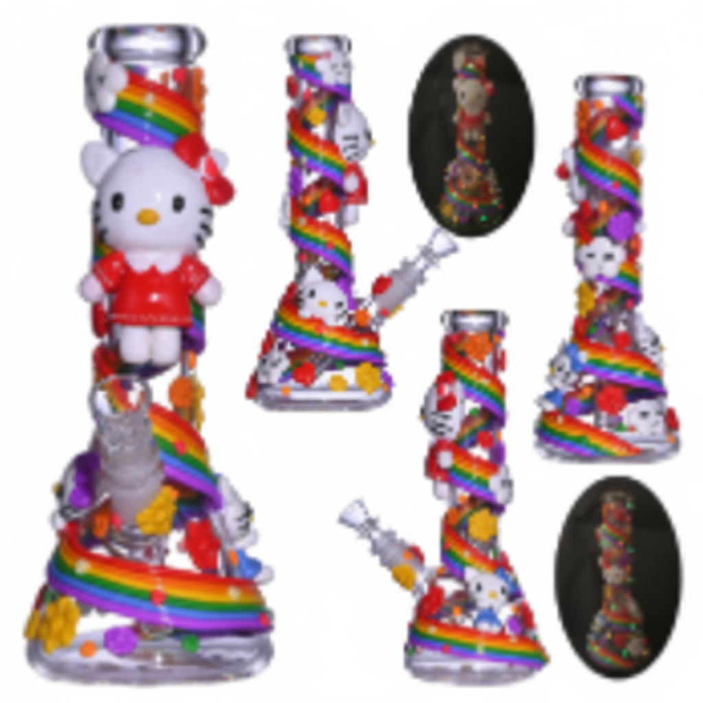 Beaker Bong - Hello Kitty & Rainbow - Red Dress