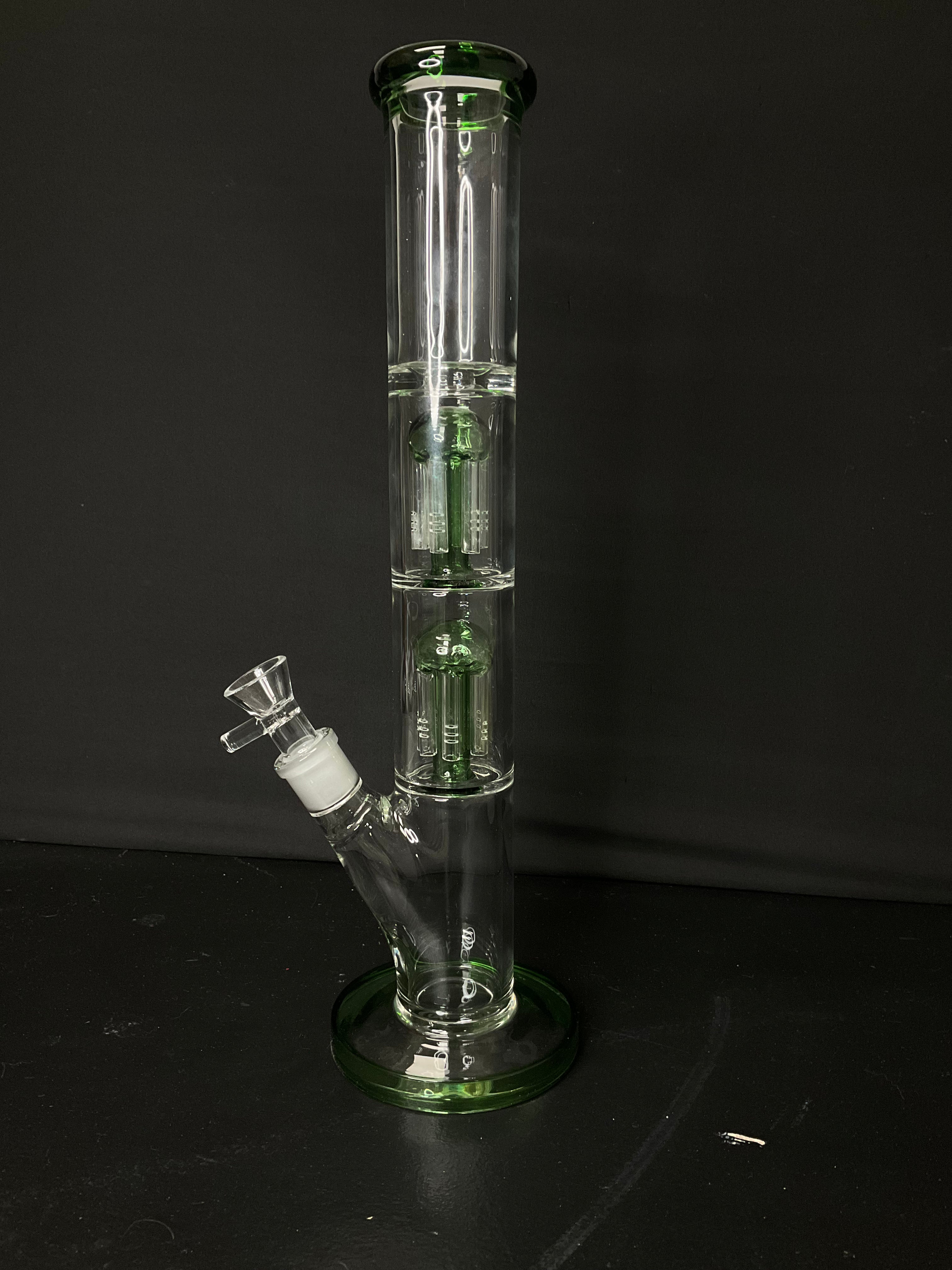 STRAIGHT BONG - 15.5" DOUBLE JELLYFISH PERC STRAIGHT SHOT - GREEN