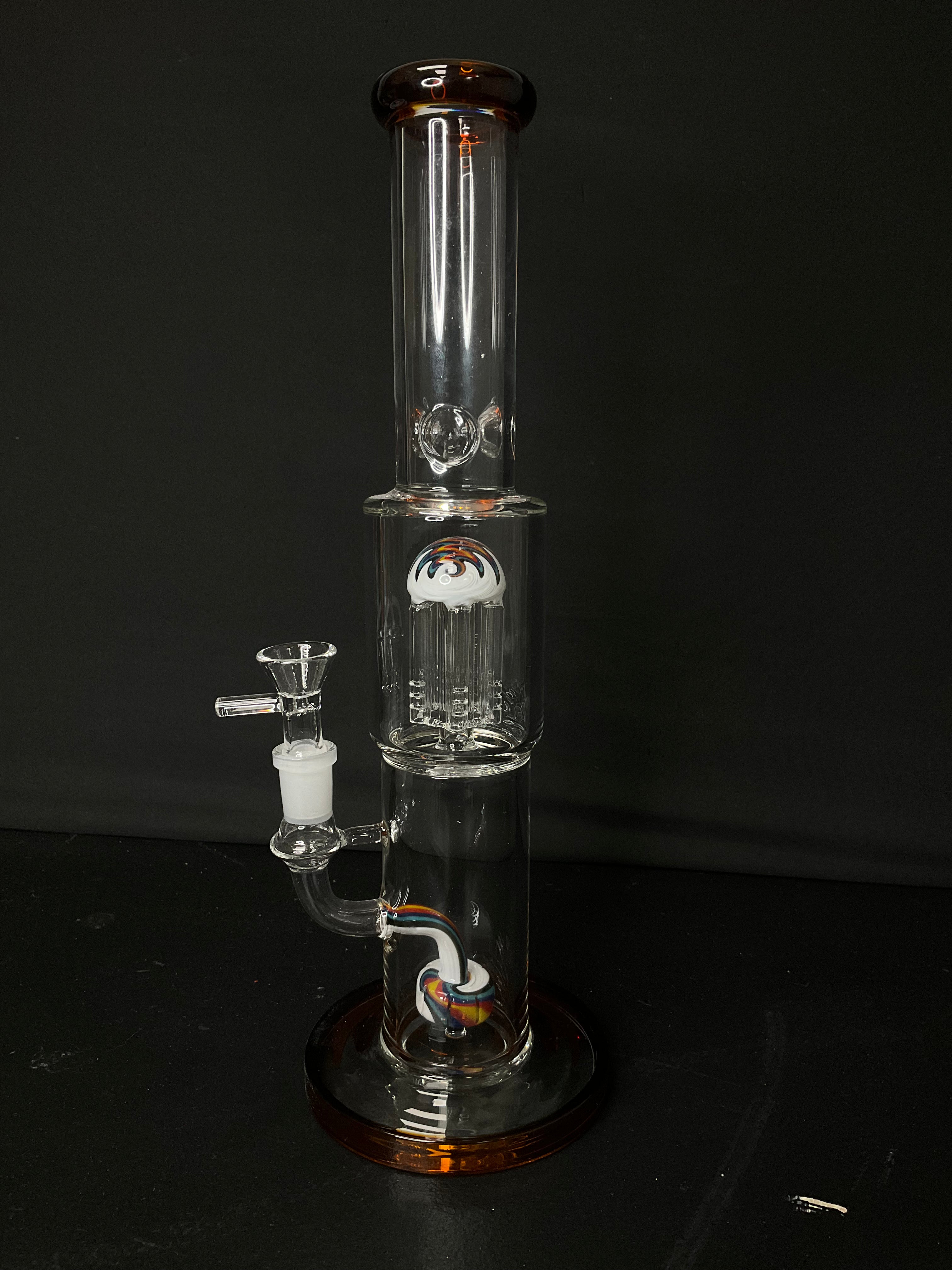 STRAIGHT BONG - 13.5" SHOWERHEAD DIFFUSED WITH JELLYFISH PERC, PAINTED - BROWN