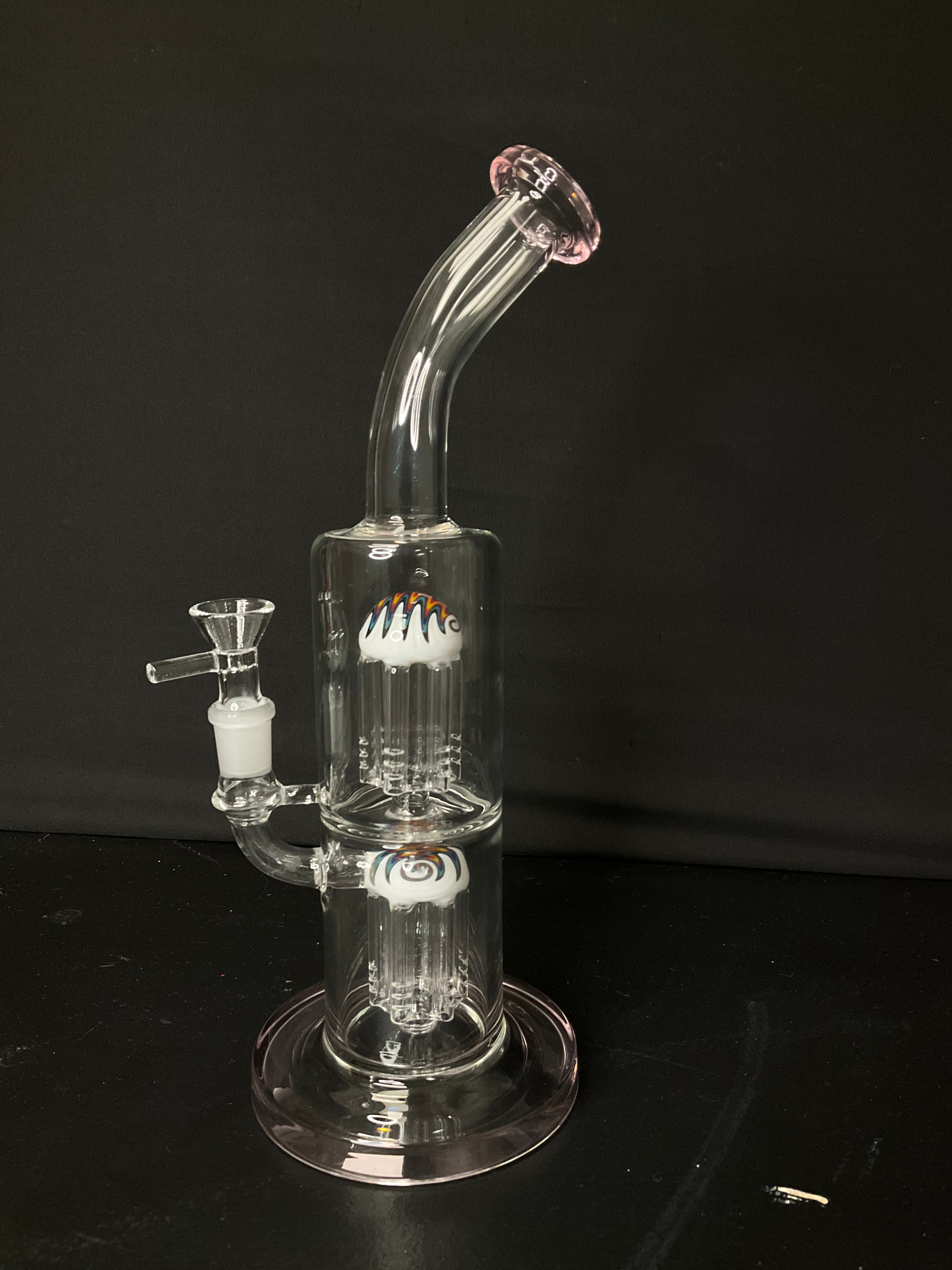 STRAIGHT BONG - 11.5" DOUBLE JELLYFISH RIG, PAINTED - PINK