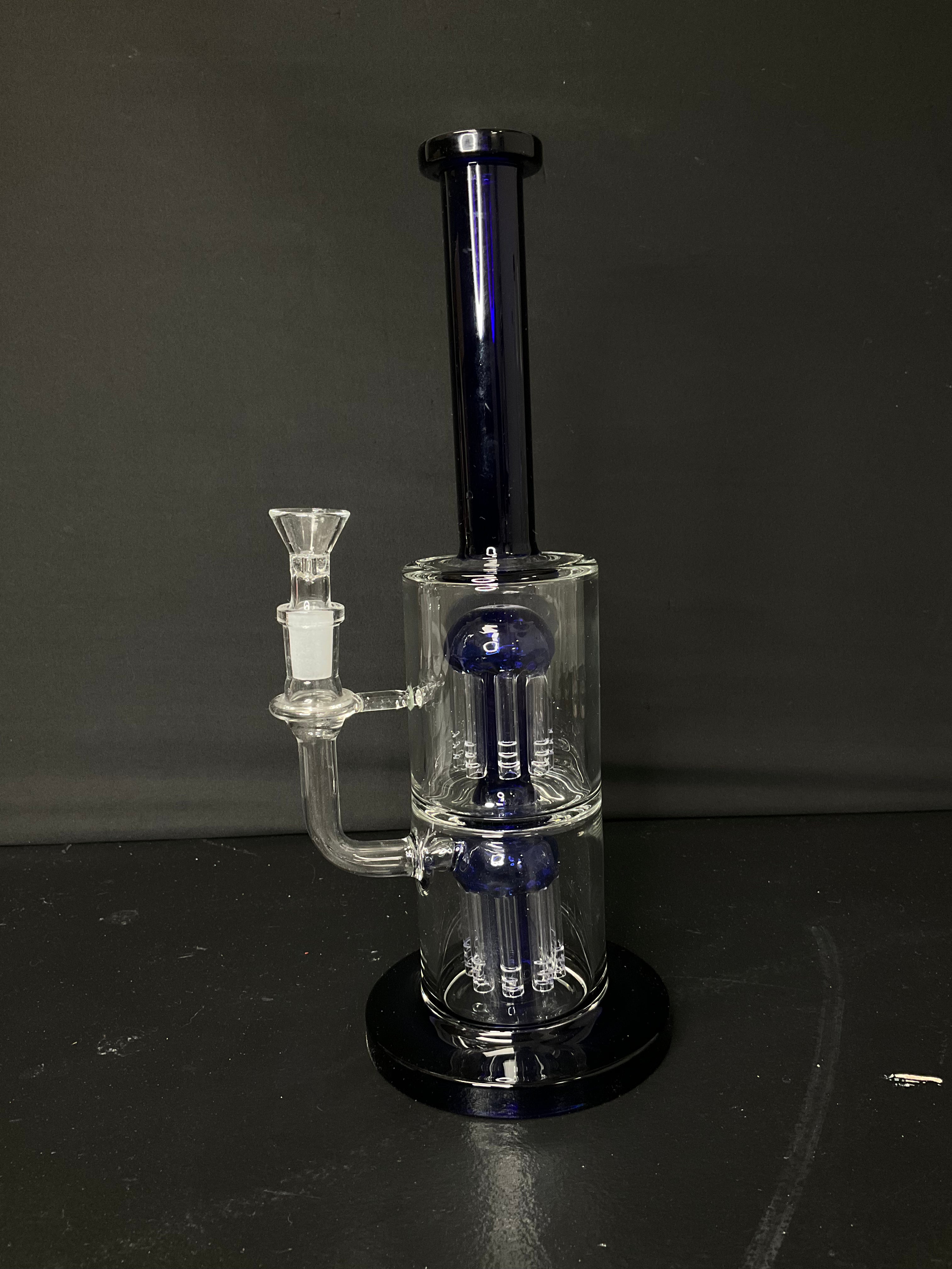 STRAIGHT BONG - 11.5" DOUBLE JELLYFISH RIG WITH STRAIGHT NECK - BLUE