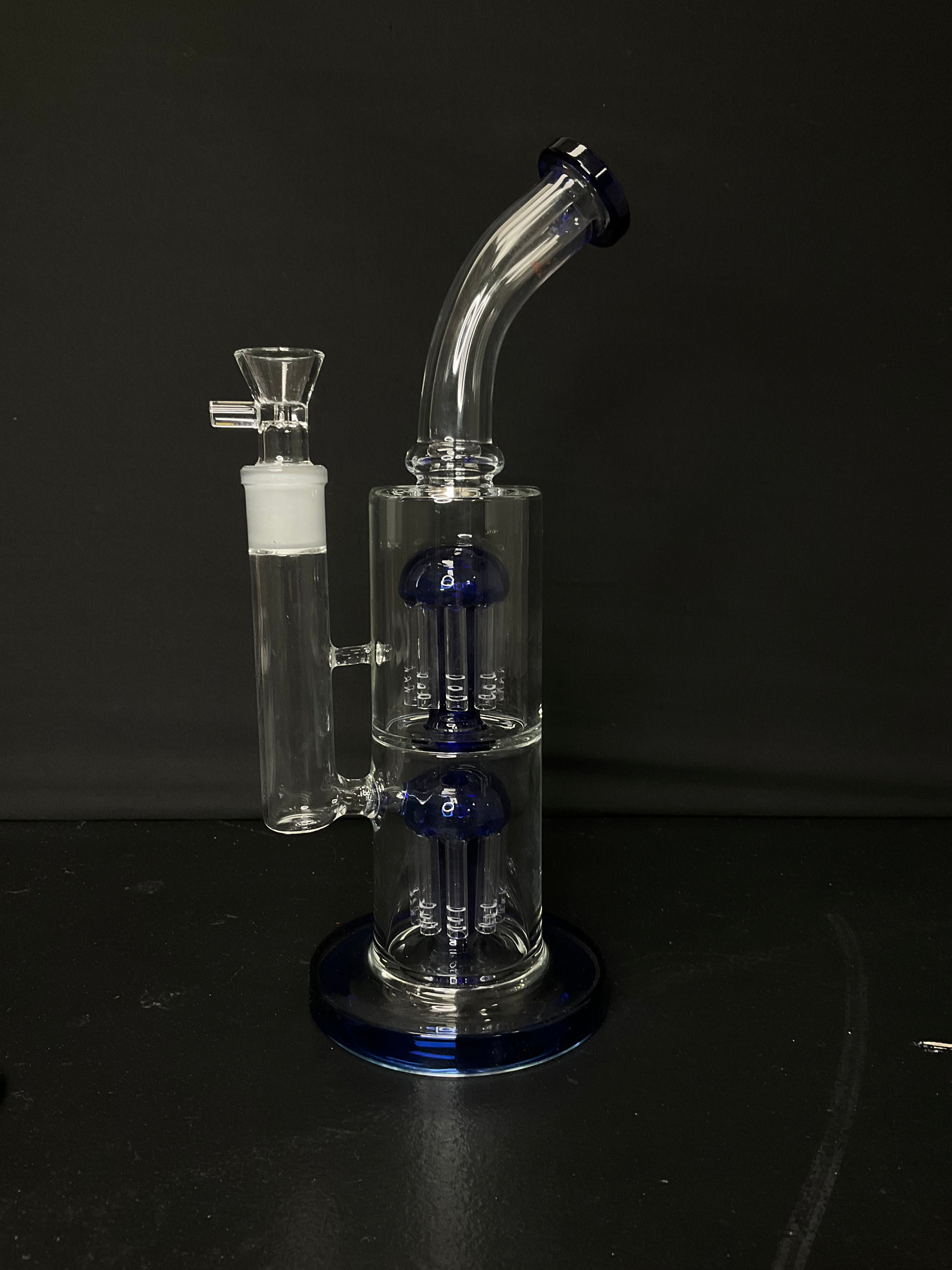 STRAIGHT BONG - 11.5" DOUBLE JELLYFISH RIG - BLUE