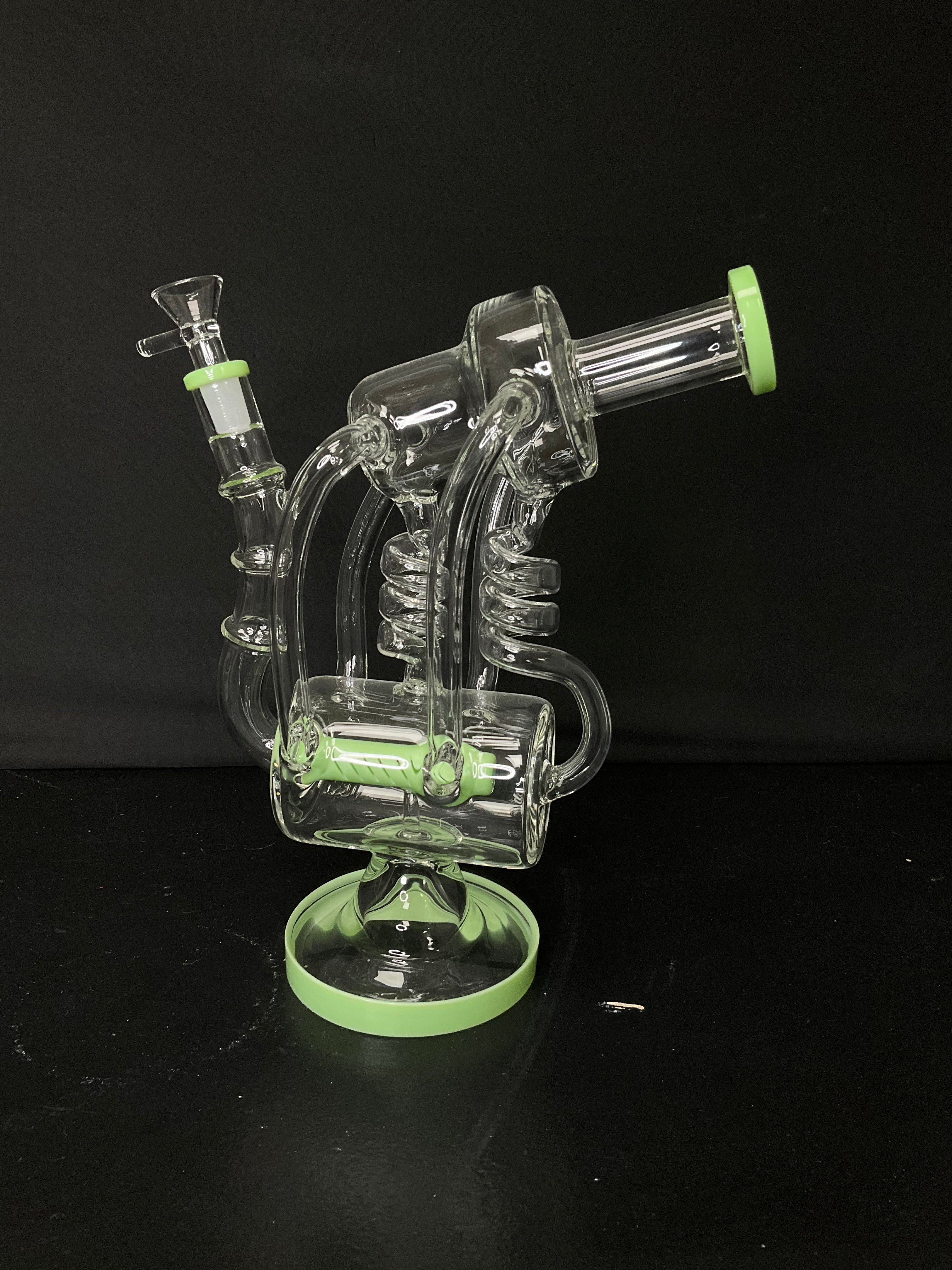 STRAIGHT BONG - 11" COMPLEX MULTI-RECYCLING DUAL CHAMBER WITH INLINE PERC - GREEN