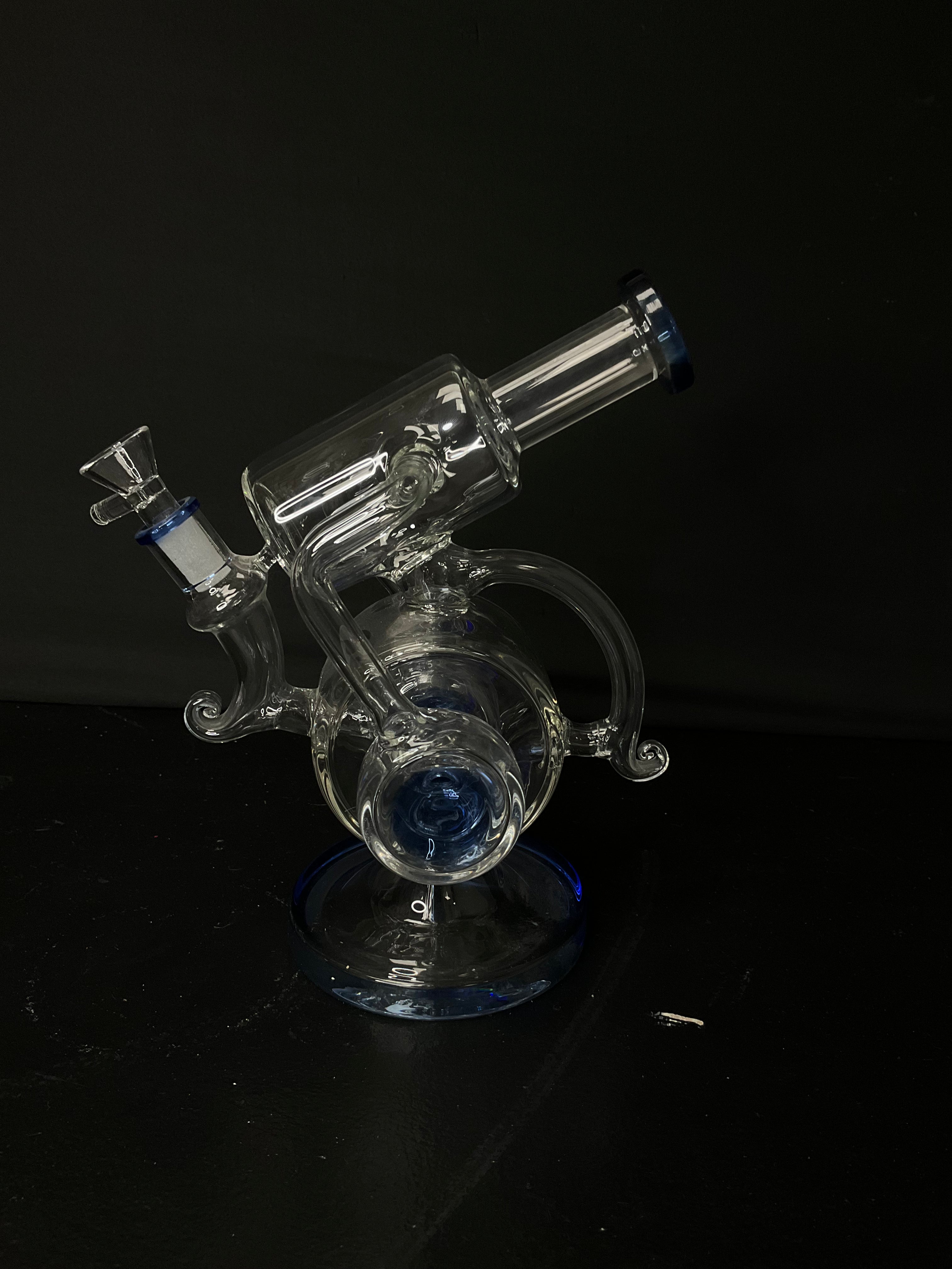 STRAIGHT BONG - 9" COMPLEX DOUBLE UPTAKE RECYCLER WITH VERTICAL CIRC PERC - Blue