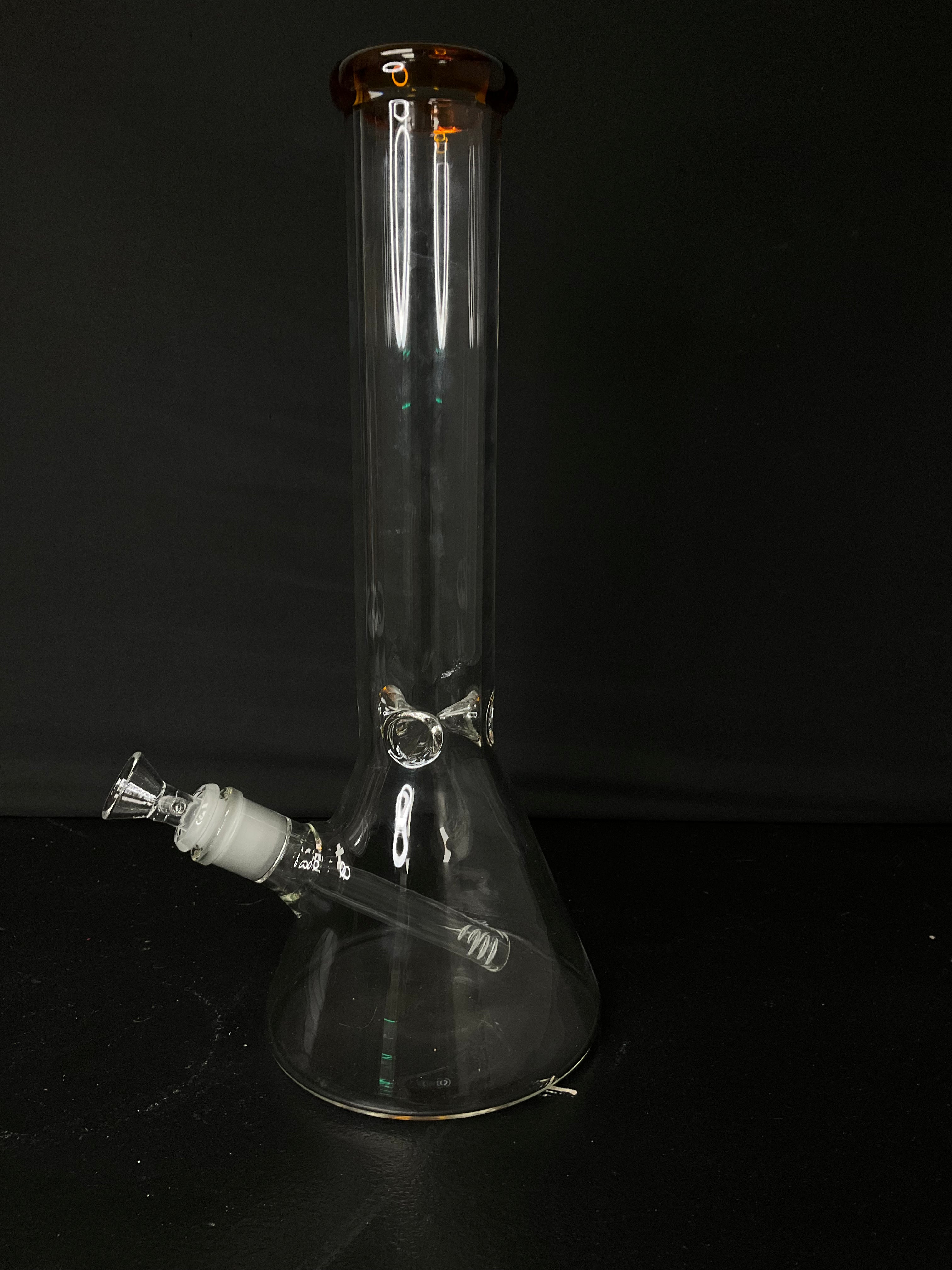 BEAKER BONG - 13.5" PLAIN CLEAR BEAKER DESIGN - BROWN