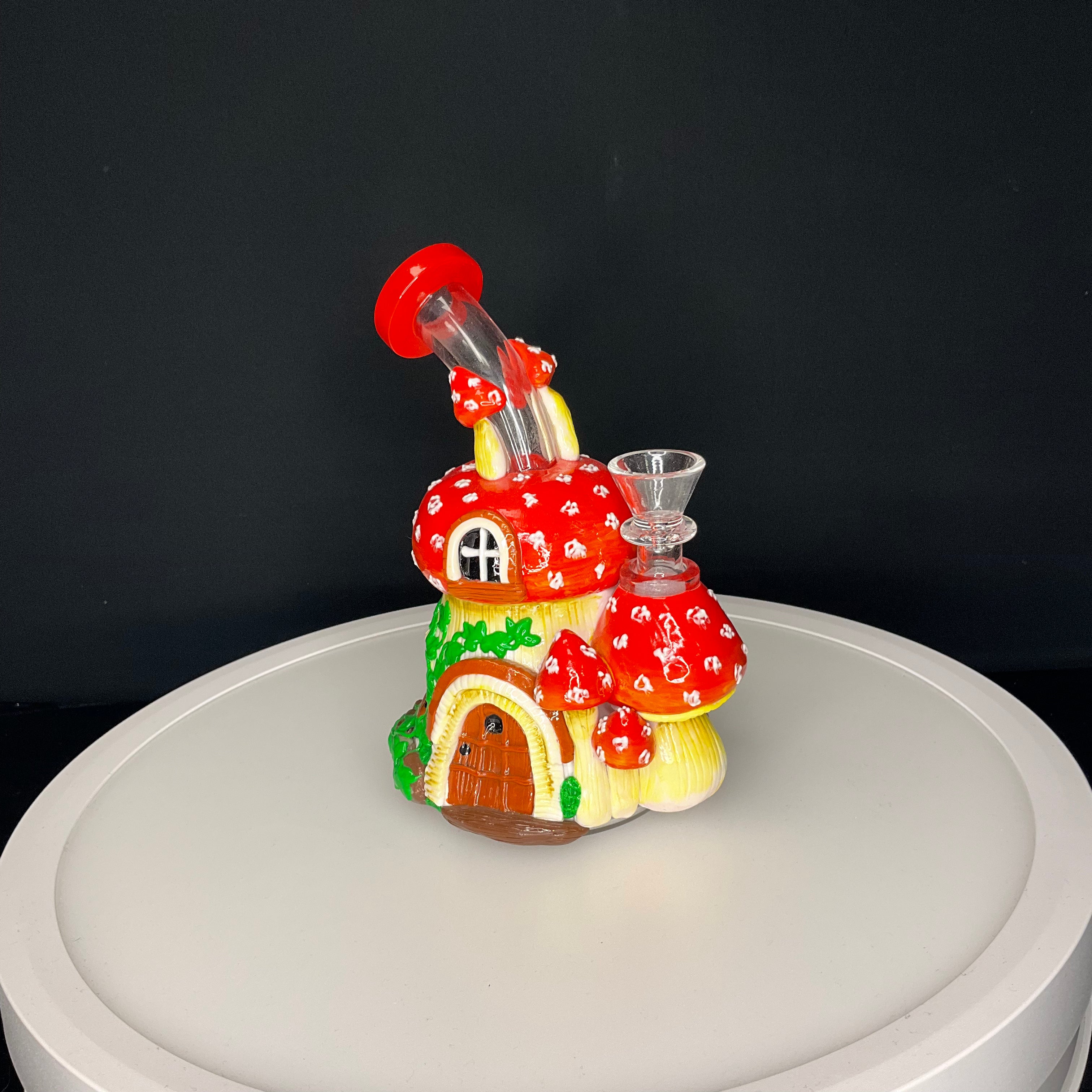 BUBBLER BONG - MUSHROOM HOUSE - RED #4