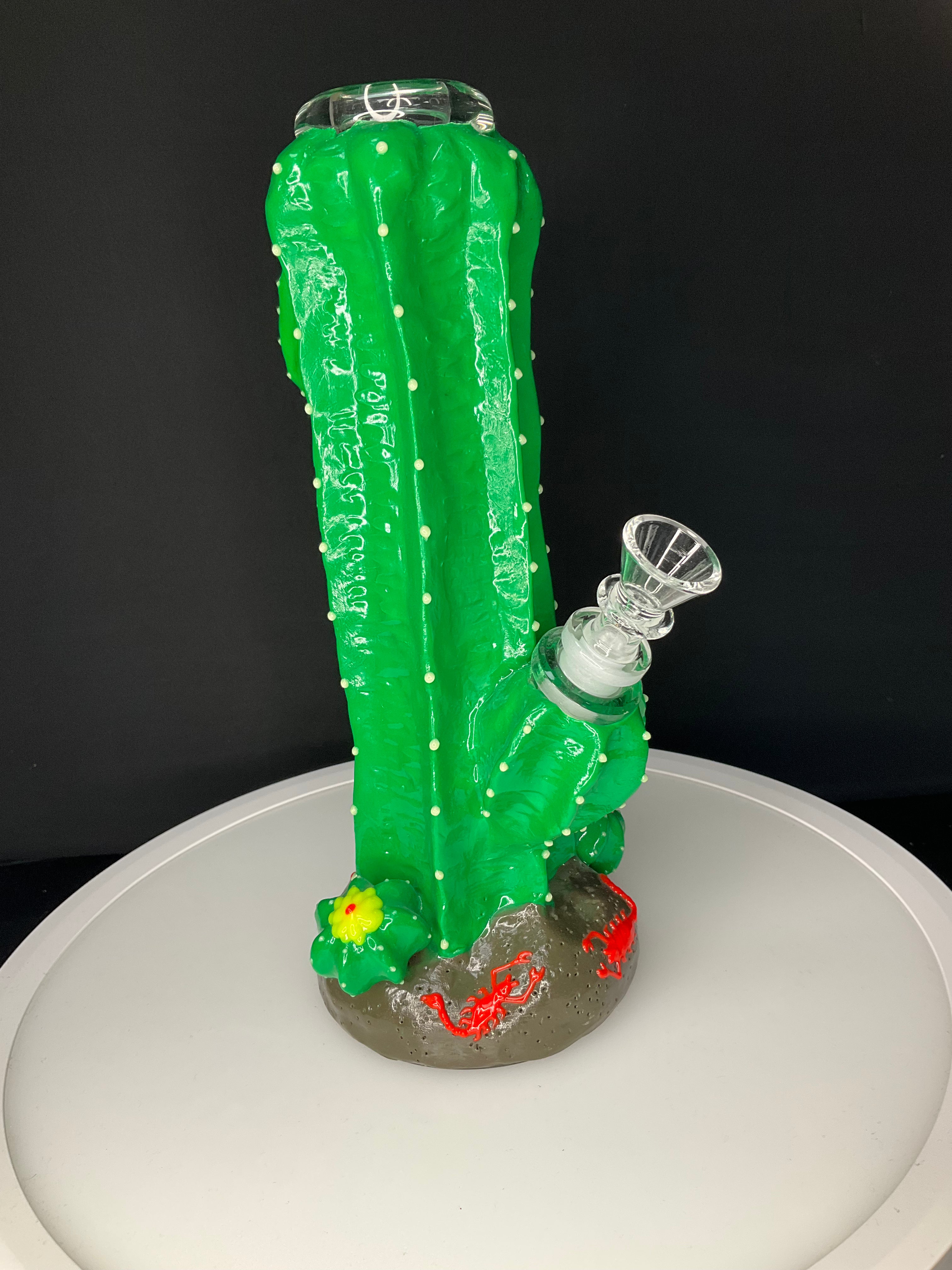 STRAIGHT BONG - Cactus design with red scorpions - GREEN
