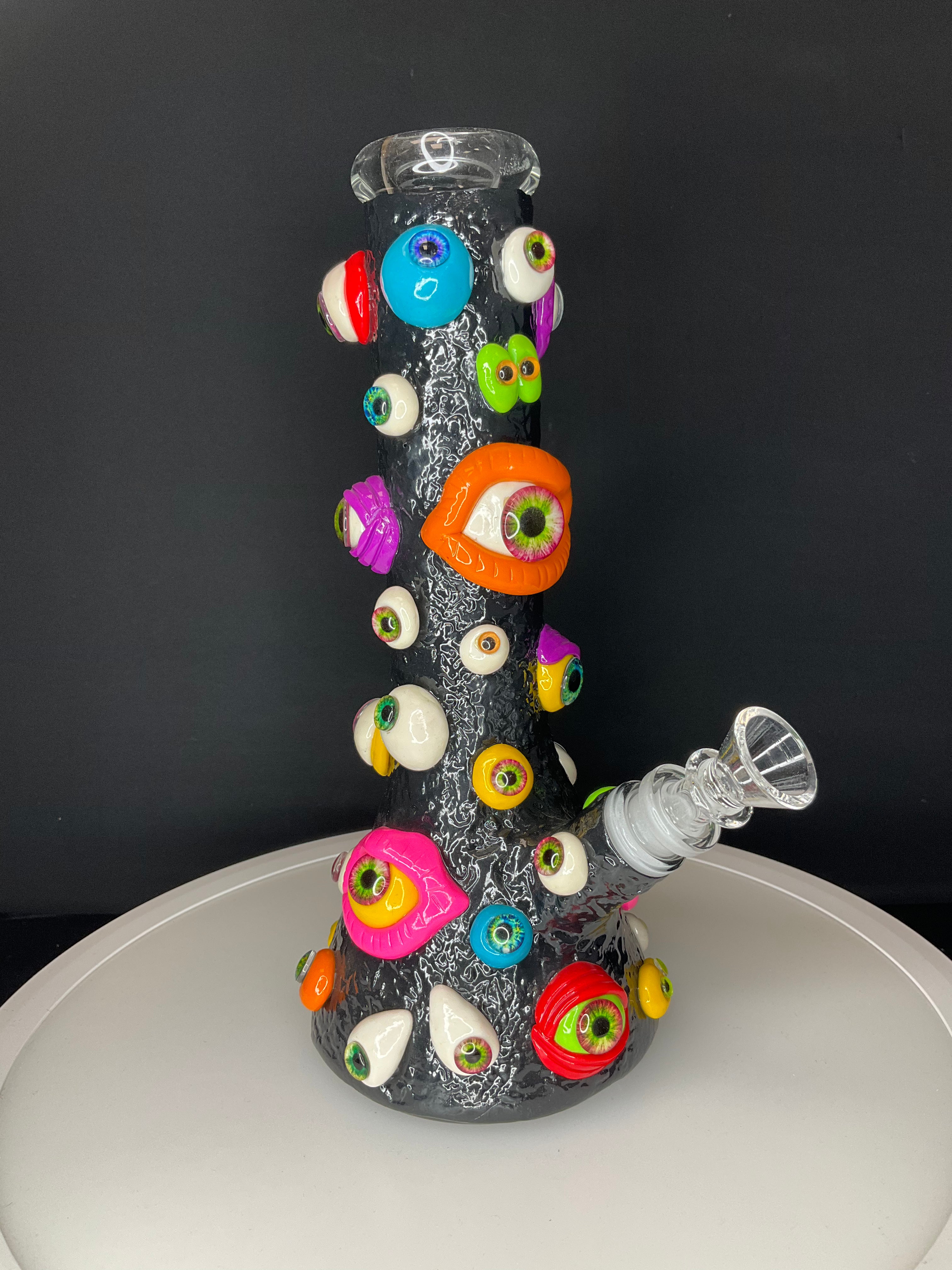 BEAKER BONG - MULTIPLE EYES COLOURFUL - BLACK