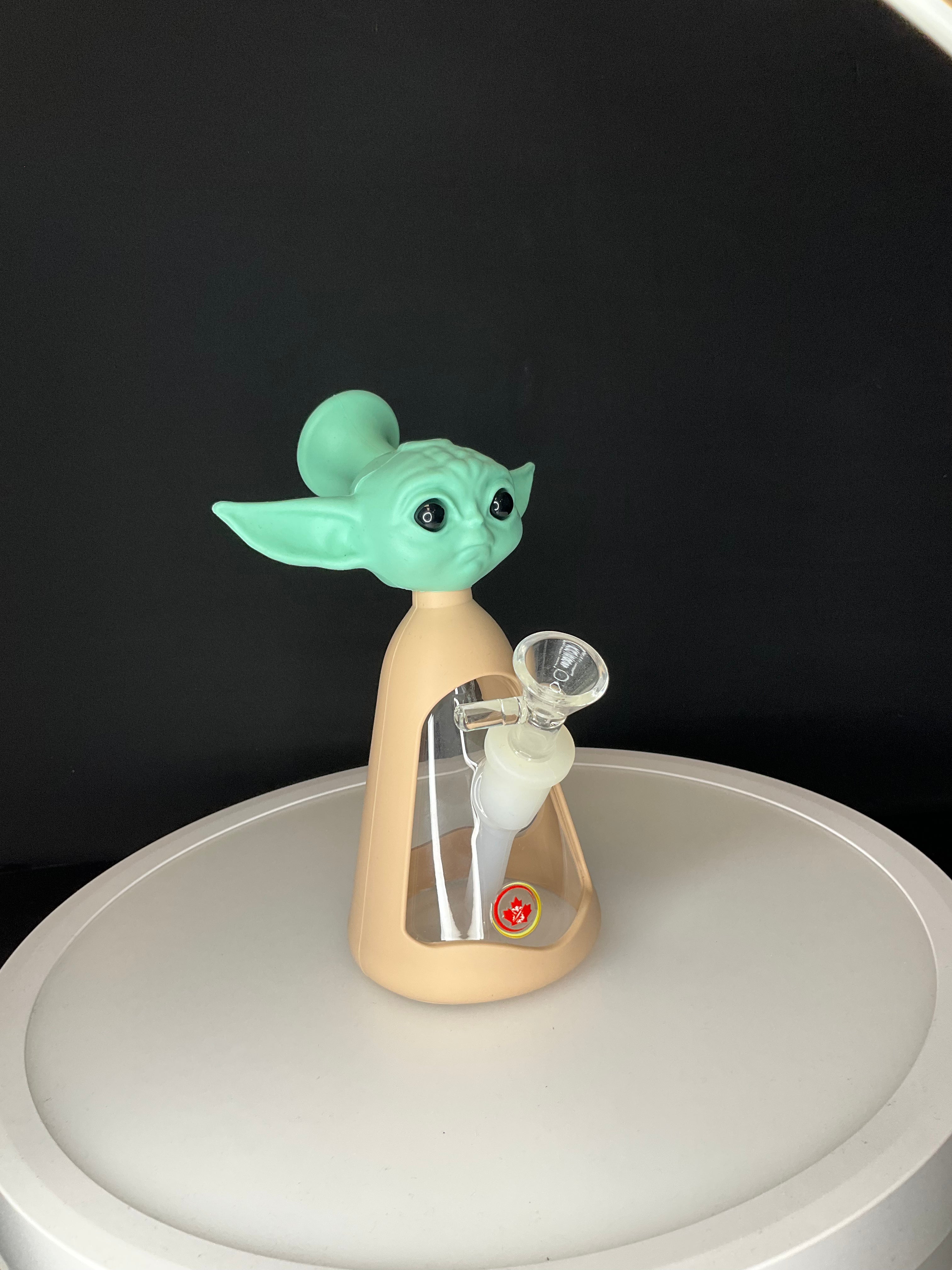 BEAKER BONG - BABY YODA HALF SILICONE BONG - BEIGE