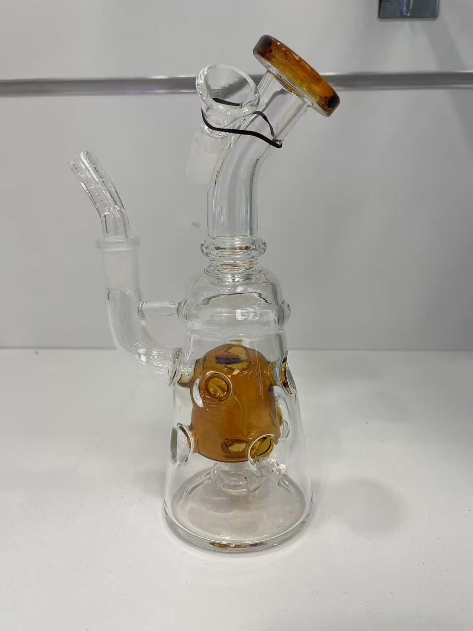 BEAKER BONG - BUBBLER WITH LARGE JELLYFISH PERC - BROWN